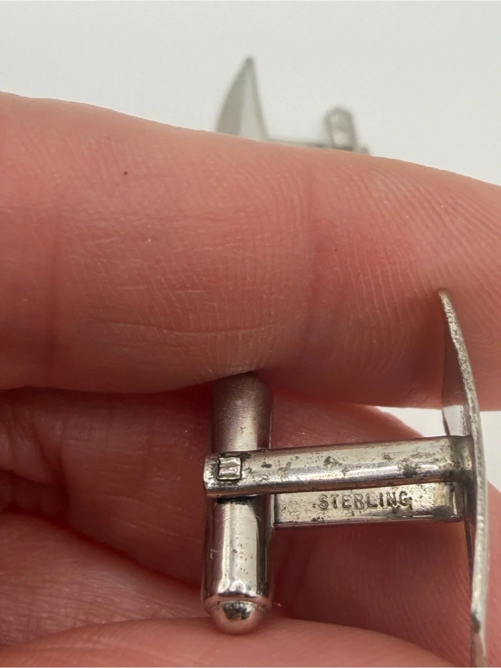 Vintage Mid Century Sterling Silver Rectangular Cufflinks Textured Pattern